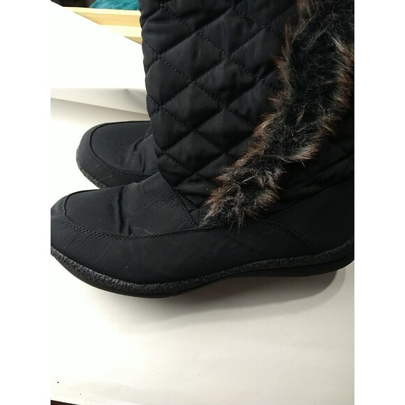 London Fog Inside Zip Black Boot Faux Fur Trim Calf Boots. Size 8 - Picture 6 of 9